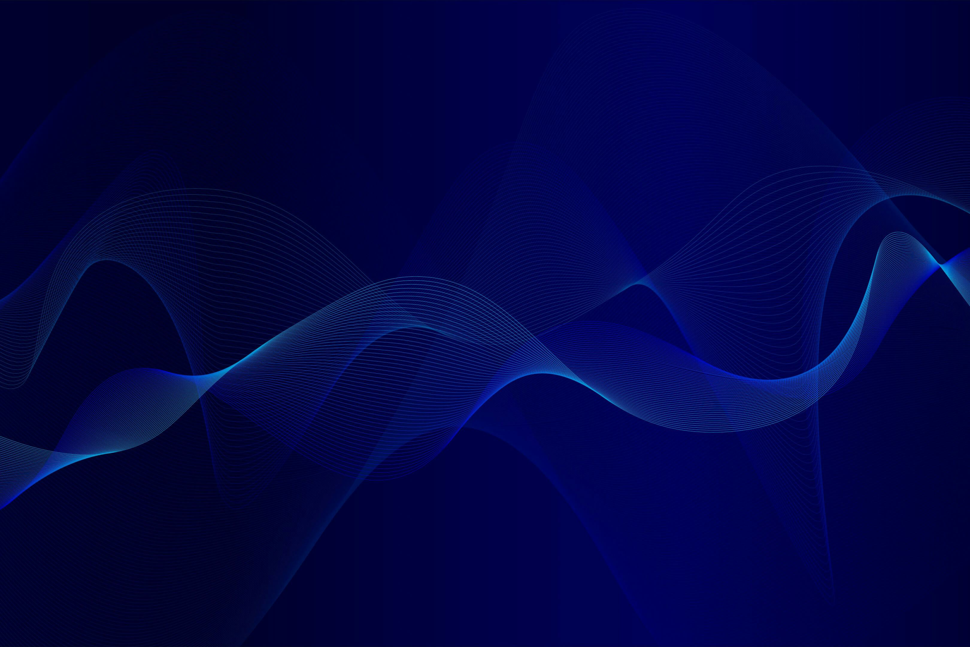 Abstract image of wavy blue lines against a dark blue background