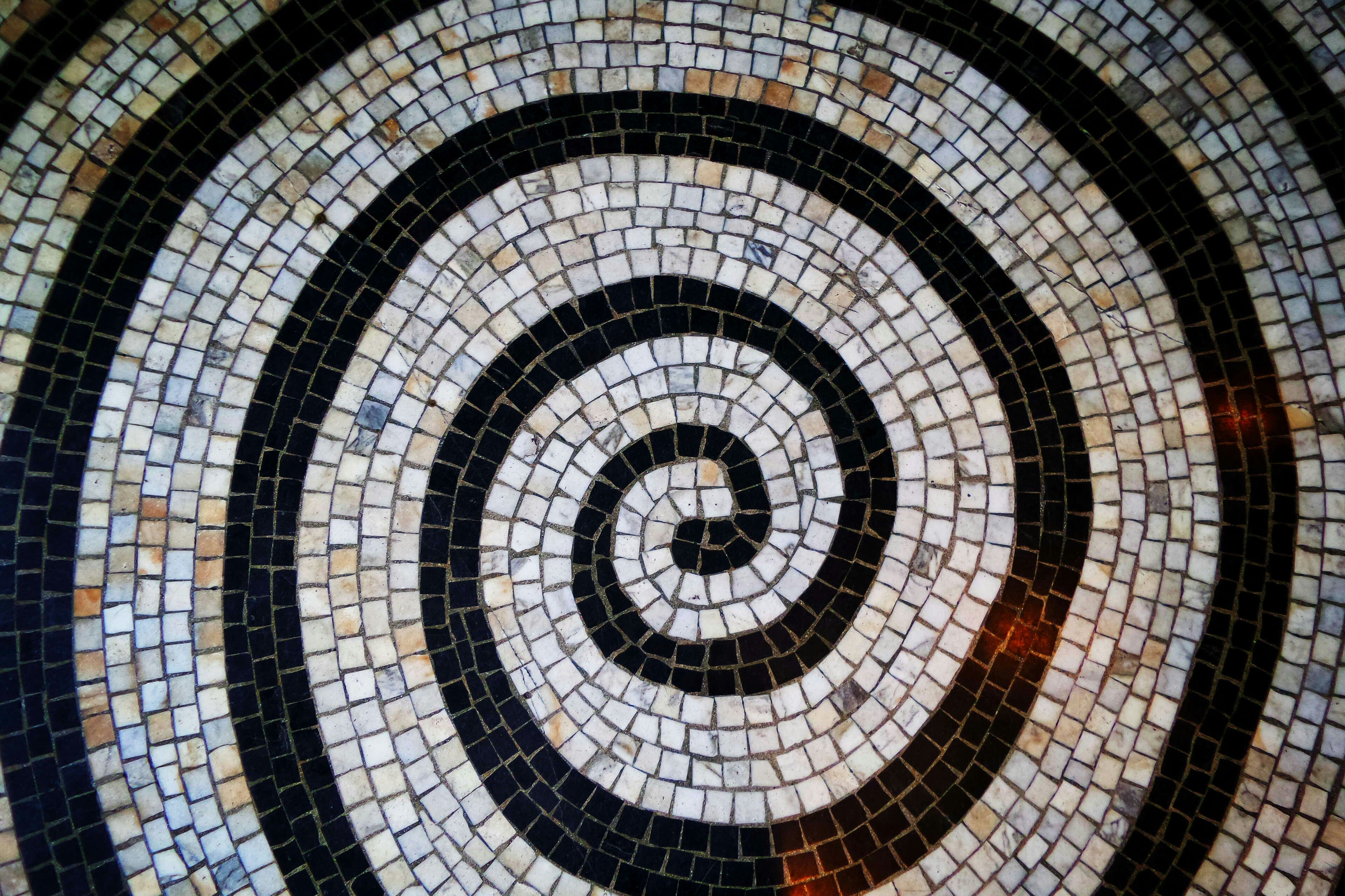 Tiled white and black mosaic tile